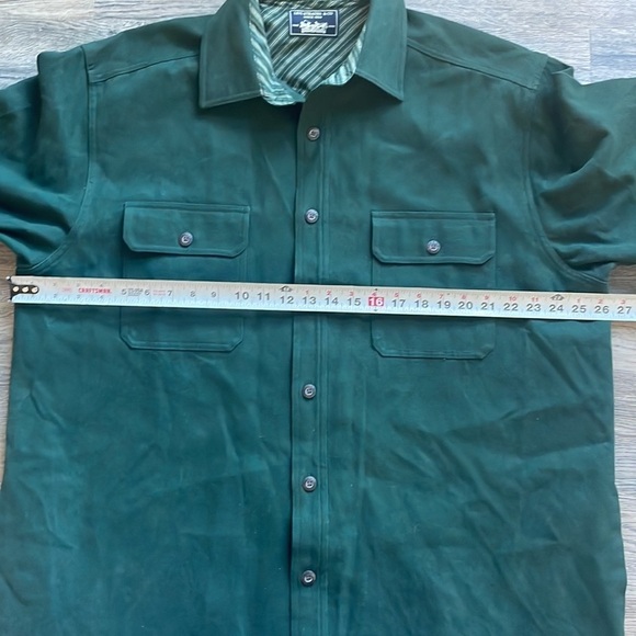 Levis Mens Button Up Shirt Forrest Green Faux Suede Jacket Long Sleeve, size XL - Picture 8 of 11